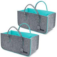 FILZTASCHE Kaminholzkorb - 2er Set - 50x25x25cm - Shopper Einkaufstasche - Grau, Kunststoff (50/25/25cm) - Dunedesign