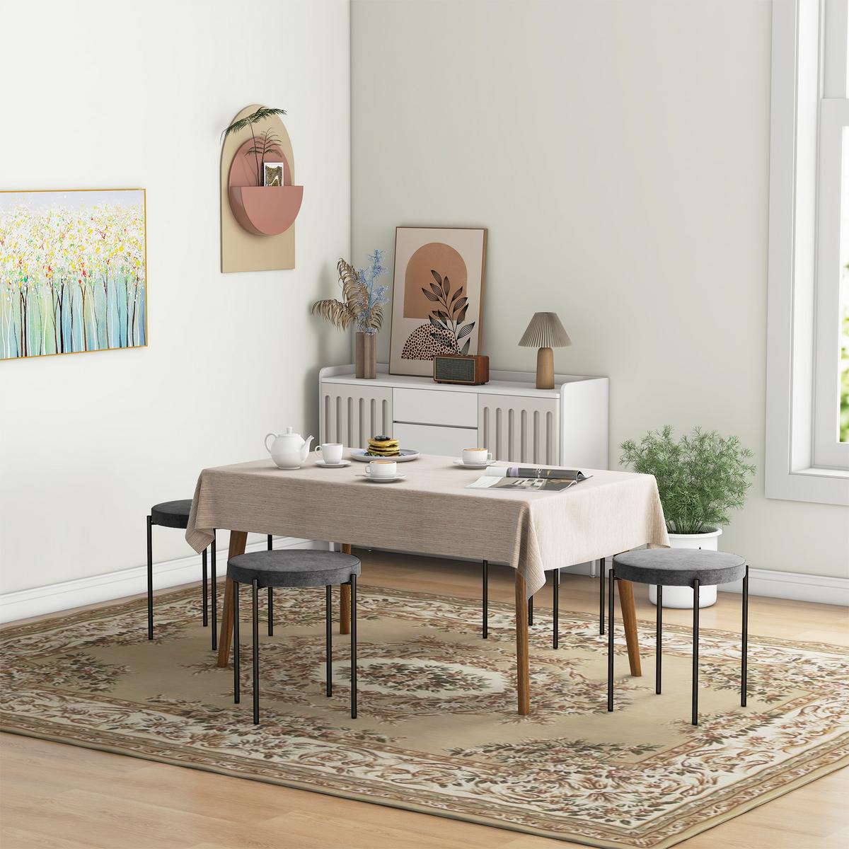 4ER-SET Esszimmerhocker Esszimmerstühle Küchenstuhl modern Polyester Metall Grau - Grau, Kunststoff (41.5/46/41.5cm) - HOMCOM