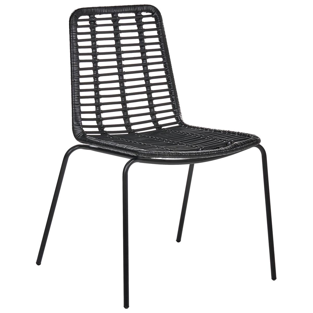 ESSZIMMERSTUHL 2er-Set Rattan Schwarz Taos - Schwarz, Naturmaterialien (56/82/55cm) - Beliani