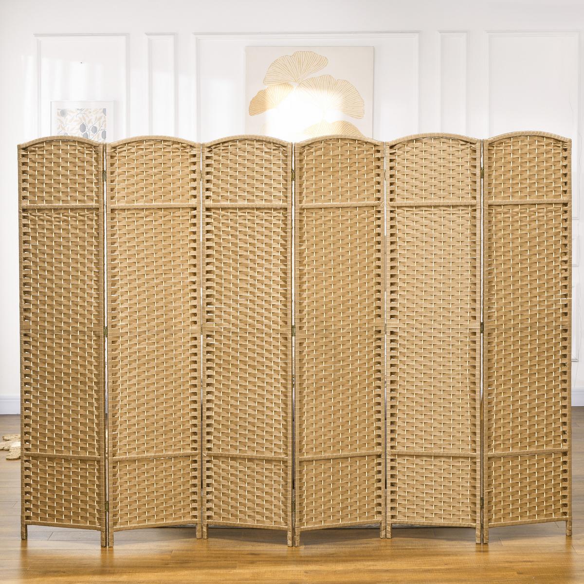 PARAVENT 6-teilig 240 x 170 cm Raumteiler Trennwand aus Kiefernholz Natur - Naturfarben, Holzwerkstoff (1.6/170/1.6cm) - HOMCOM