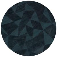 WOLLTEPPICH DEBEN, geometrisch, Petrol, Ø 160 cm - Blau, Textil (160/160cm) - KADIMA DESIGN