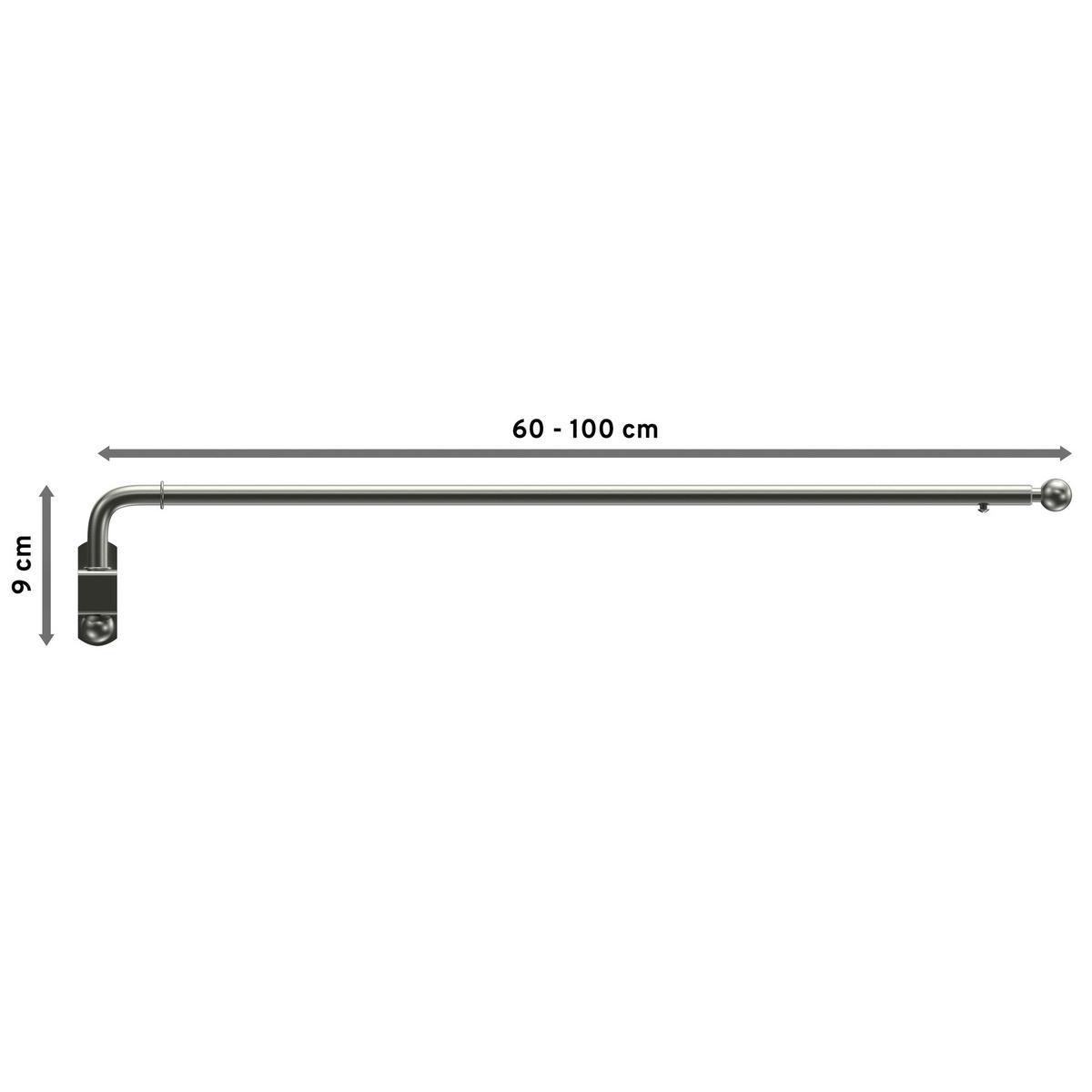 SCHWENKSTANGE / SCHWENKARM-GARDINENSTANGE Cassina 60-100 cm, 13 / 9 mm Ø, Edelstahl-Optik - Edelstahlfarben, Metall (100cm) - INTERDECO