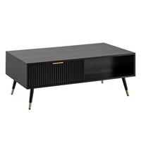 COUCHTISCH Schwarz Eiche-Dekor mit Stauraum 110x60x43 cm Metallbeine - Goldfarben/Schwarz, Holzwerkstoff/Metall (60/110/43cm) - KADIMA DESIGN