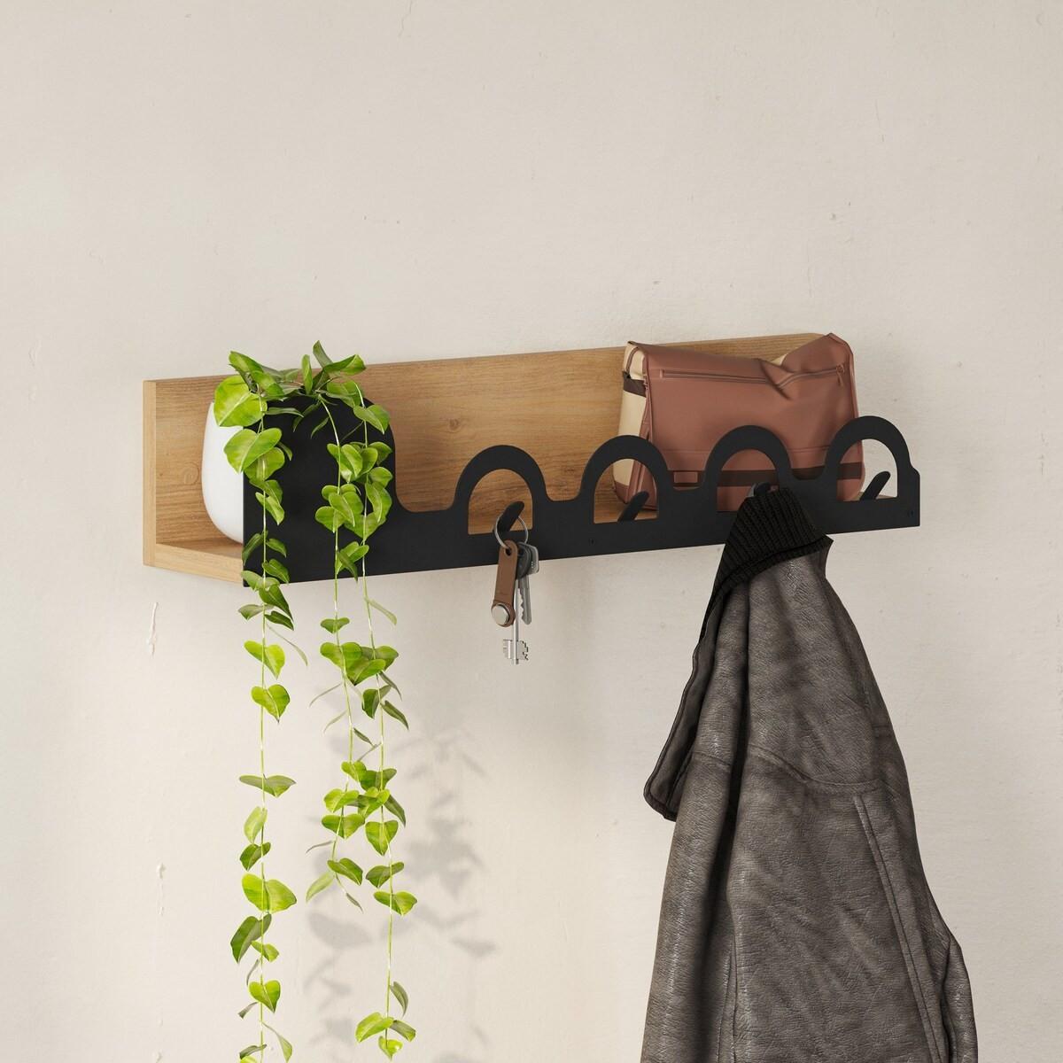 HÄNGENDER Garderobenständer Dekor Eiche B63 cm – LIORA HANGER - Eschefarben, Holzwerkstoff (14/14/73.6cm) - Calicosy