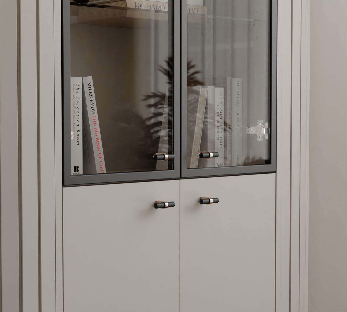 GLASVITRINE geriffelt aus MDF, Kaschmir - Kaschmir, Holzwerkstoff (112/155/40cm) - Idohome