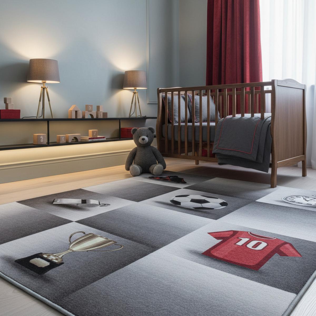 KINDERTEPPICH TRAUN, mit Fußball-Motiv, Grau, 160 x 230 cm - Grau, Textil (230/160cm) - KADIMA DESIGN