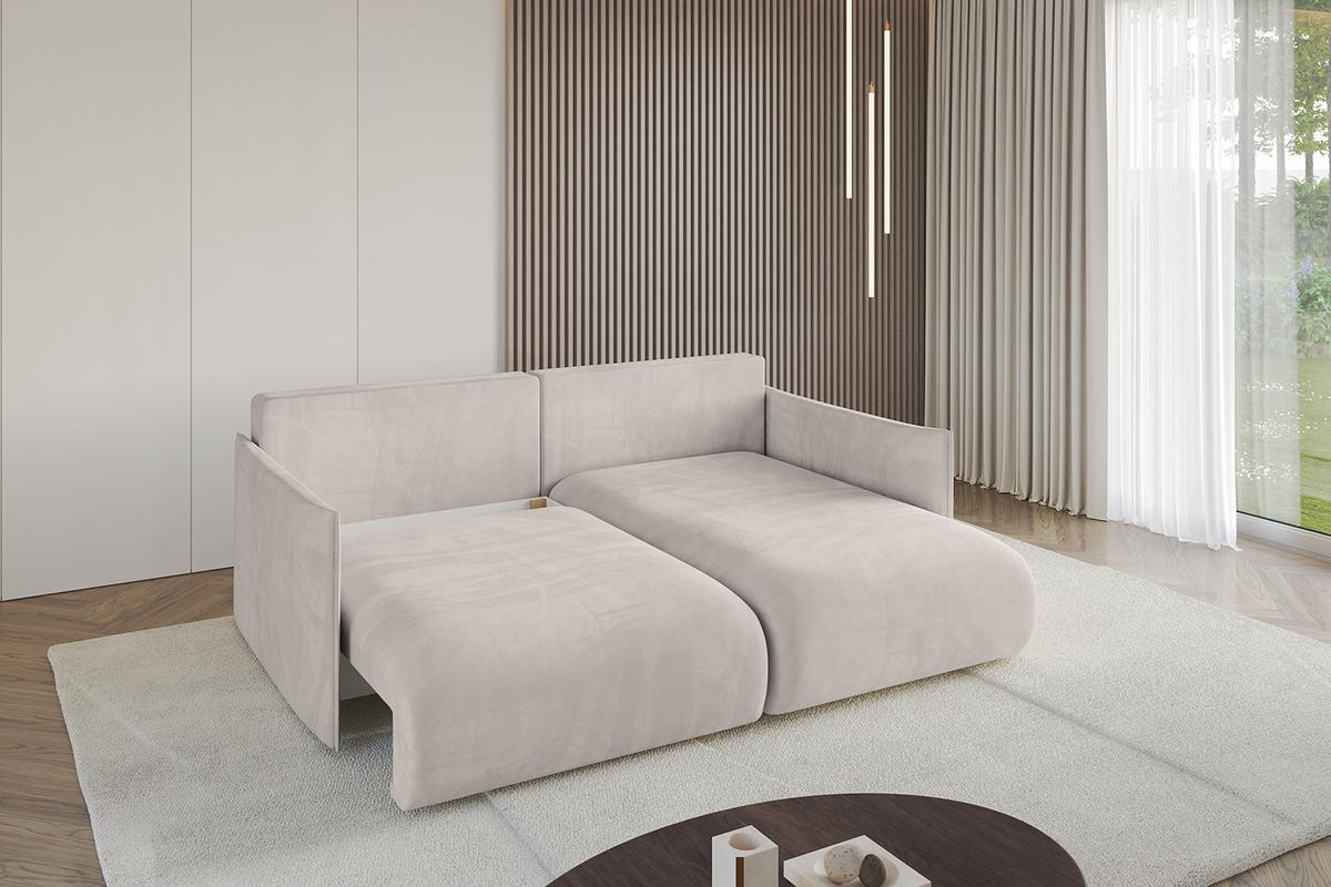 ECKSOFA Ottomane rechts ONESK-L 216x177x72 Hellbraun Velours - Hellbraun, Holzwerkstoff/Kunststoff (177/216cm) - ALTDECOR