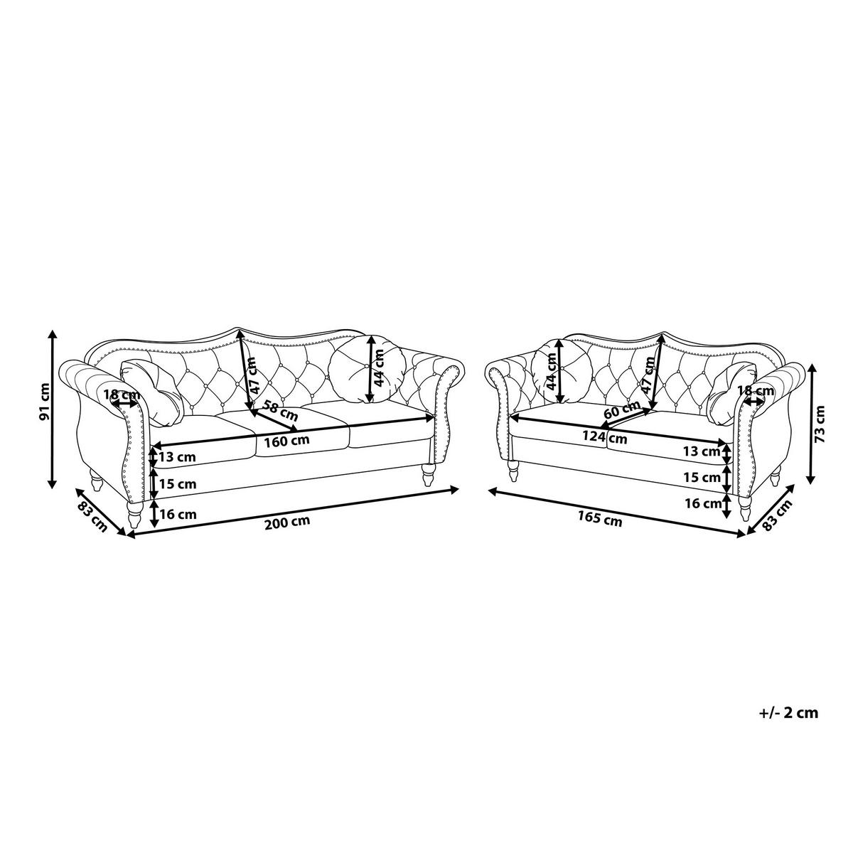 5-SITZER SOFA SET Samtstoff Blau Skien - Blau, Textil (200/91/83cm) - Beliani