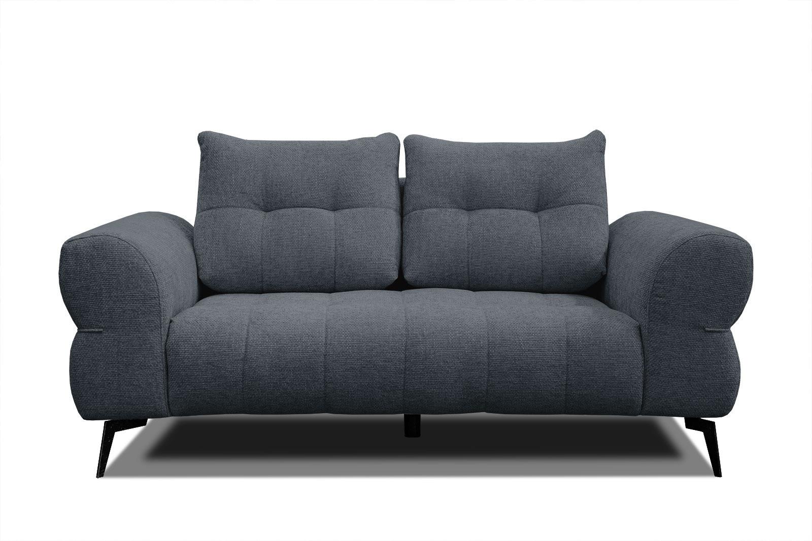 SOFA SALVINI 2-Sitzer, dunkelblau - Schwarz/Dunkelblau, Holzwerkstoff/Textil (176/88/99cm) - Wozimo