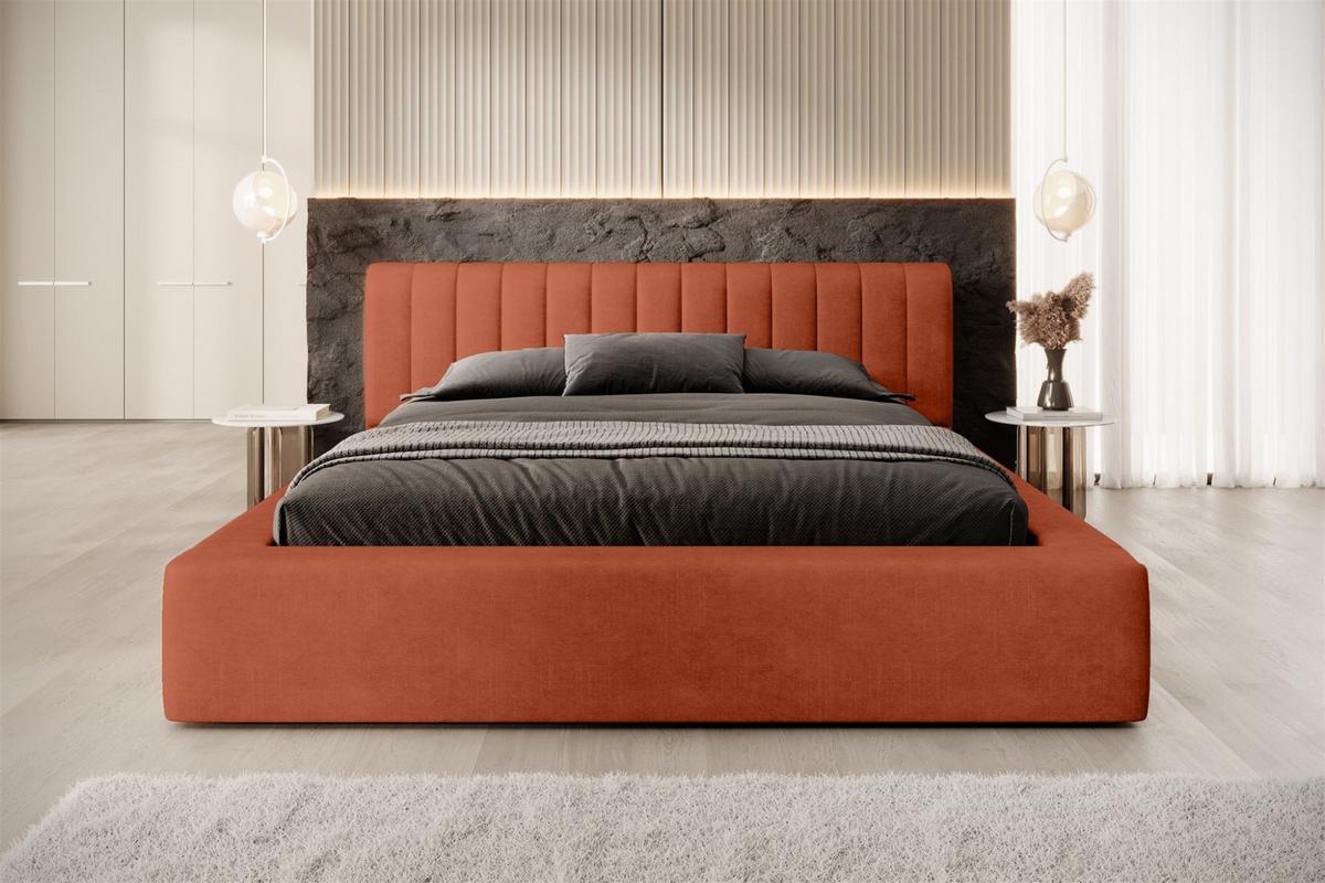 POLSTERBETT Peoria Stoff Macau - Rotbraun, Holzwerkstoff/Textil (160/200cm) - Fun Möbel