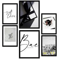 POSTER Set Mit 6 Mode Luxus A3 & A4 Schwarzer Rahmen - Schwarz, Papier (29/3cm) - Nacnic