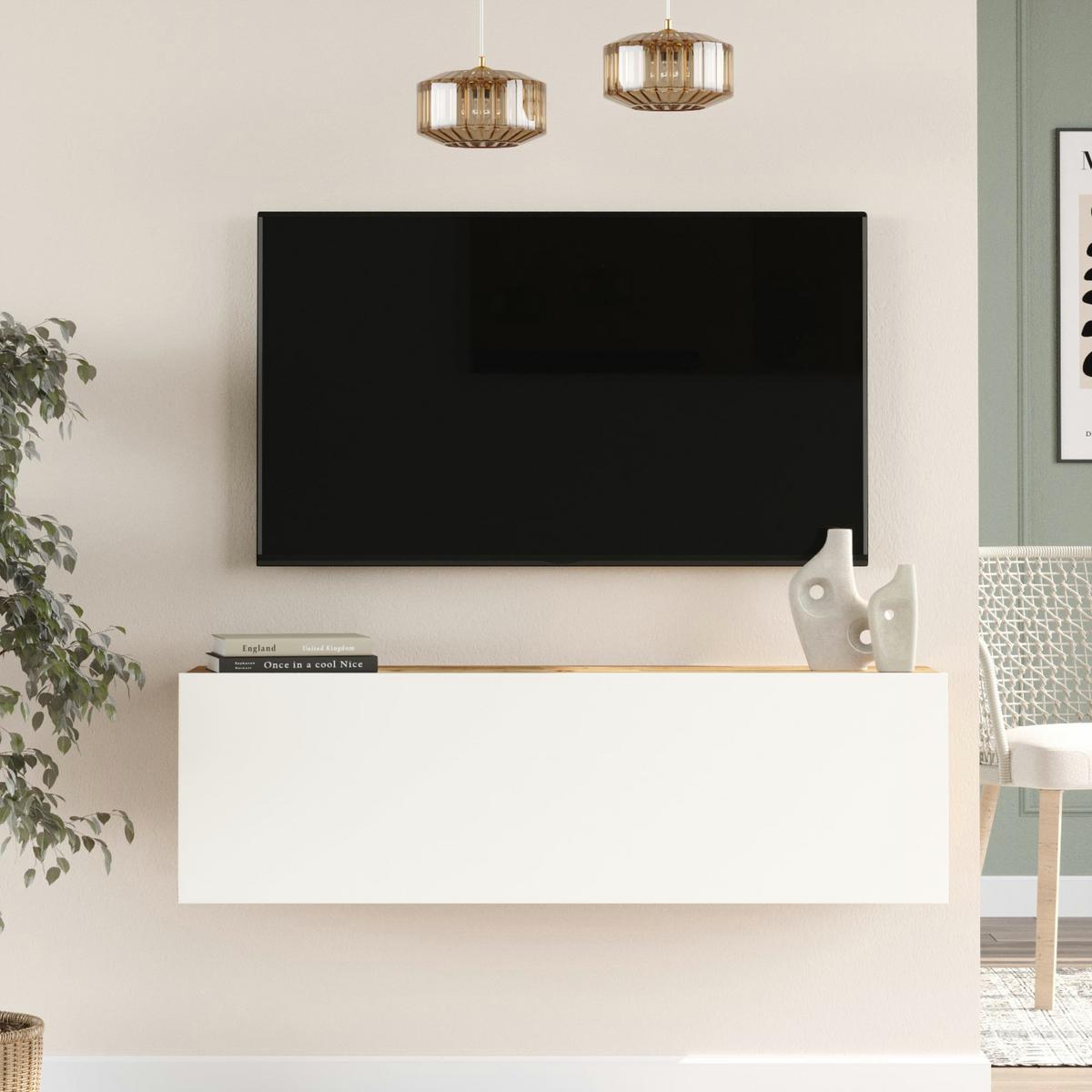 TV-ELEMENT Lapinlahti - Weiß, Holzwerkstoff (100/29.5/31.5cm) - [en.casa]