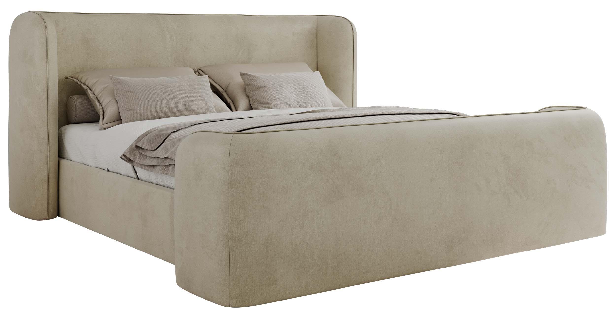 POLSTERBETT EMORA CLASSIC DUO 200/200 - Beige Velvet - ohne Matratze - Beige, Textil (200/200cm) - MKS