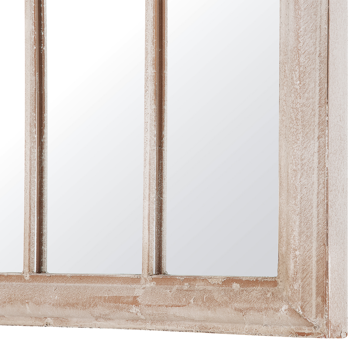 WANDSPIEGEL beige Fensteroptik 69/89 cm Embry - Beige, Metall (69/89/5cm) - Beliani