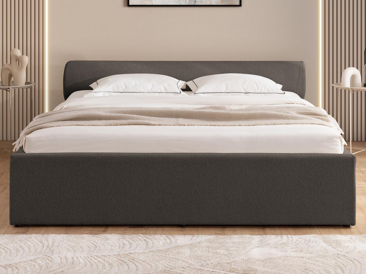 POLSTERBETT 200/200 cm Josy im Designer-Look mit Bettkasten und Lattenrost aus Anthrazit Chenille-Stoff - Anthrazit/Schwarz, Holz/Kunststoff (200/200cm) - S-Style Möbel