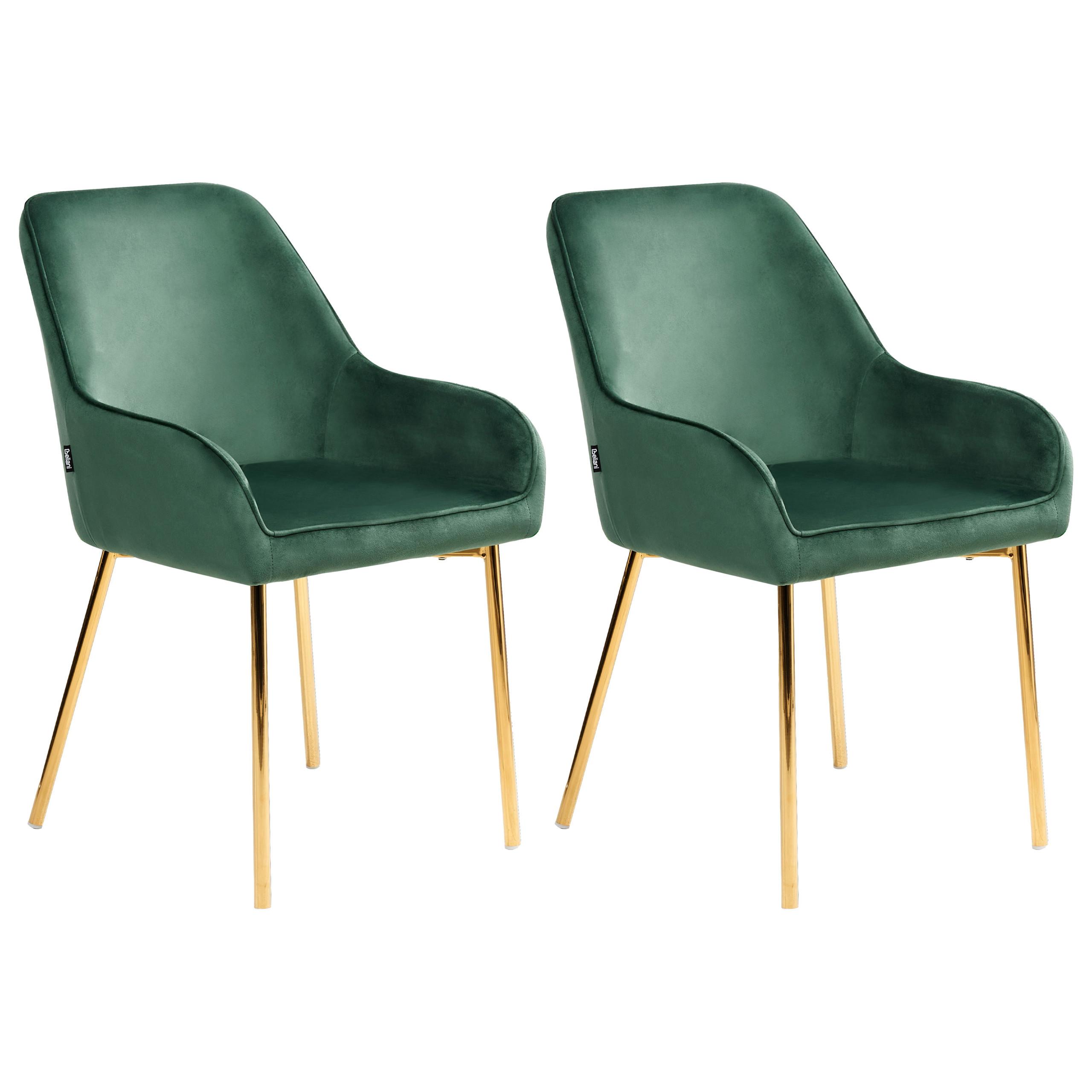 ESSZIMMERSTUHL 2er-Set Grün Loverna - Goldfarben/Grün, Textil (54/87/63cm) - Beliani