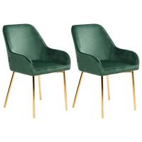 ESSZIMMERSTUHL 2er-Set Grün Loverna - Goldfarben/Grün, Textil (54/87/63cm) - Beliani