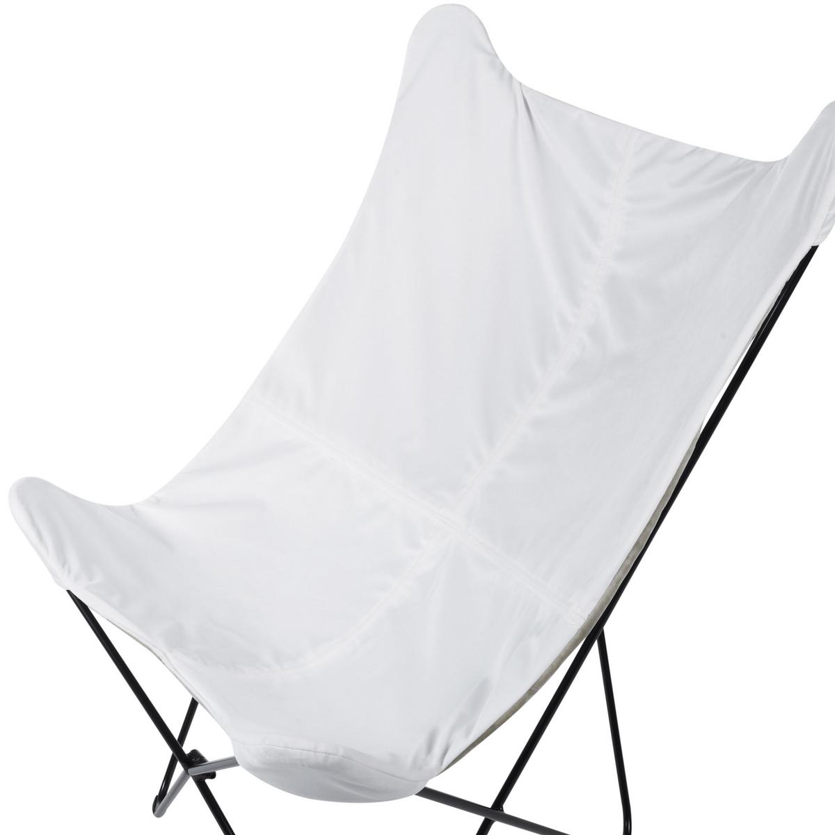 SCHMETTERLINGSSESSEL Samtstoff Weiß Nybro - Weiß, Textil/Metall (70/99/85cm) - Beliani