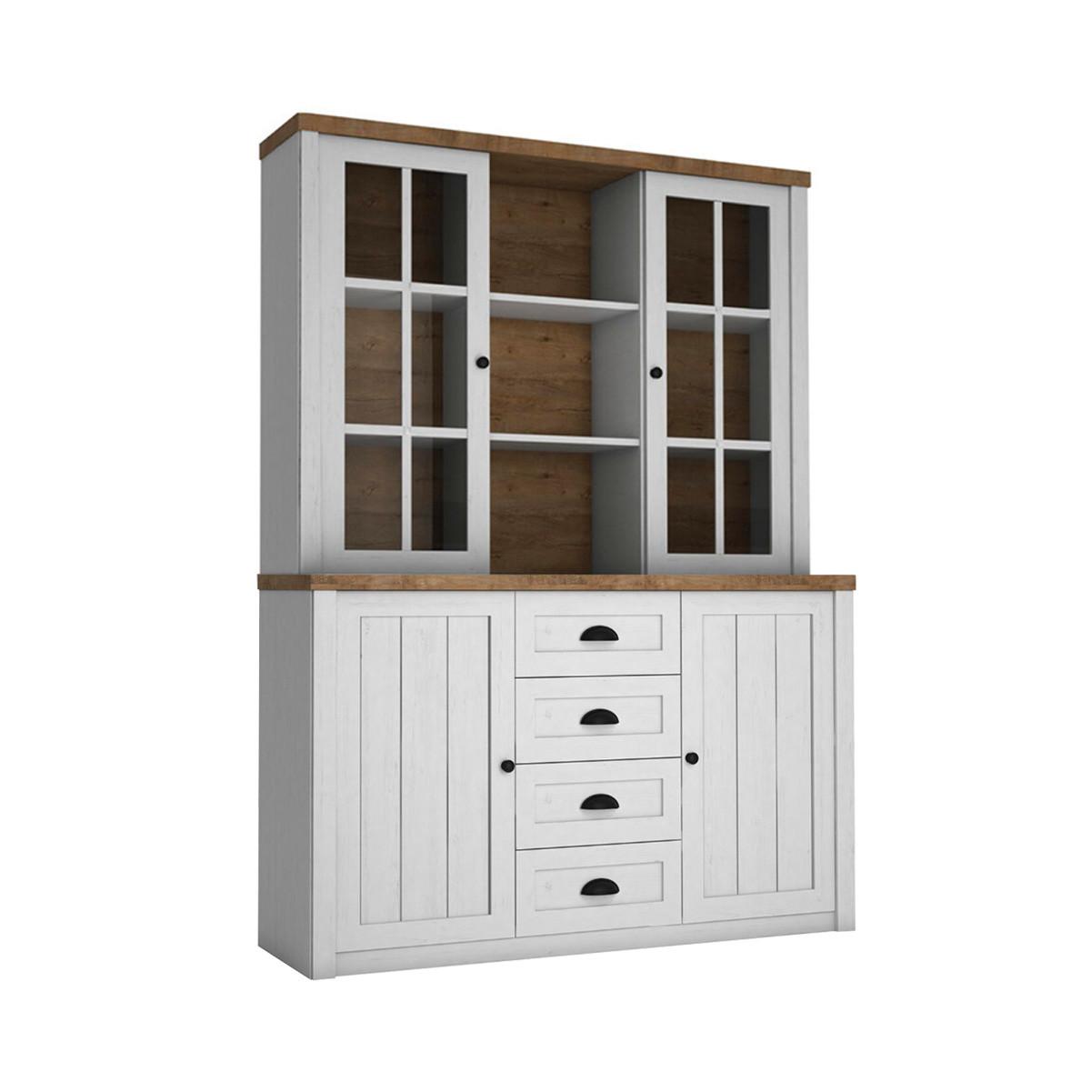 GESCHIRRSCHRANK Léandre Weiß und Holz - Weiß, Holzwerkstoff (130.2/198.1/43.3cm) - Petits-meubles