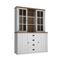 GESCHIRRSCHRANK Léandre Weiß und Holz - Weiß, Holzwerkstoff (130.2/198.1/43.3cm) - Petits-meubles