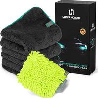 AUTO-MIKROFASERTÜCHER 3 Tücher plus 1 Handschuh - Multicolor, Textil (40/40cm) - Lion Home	
