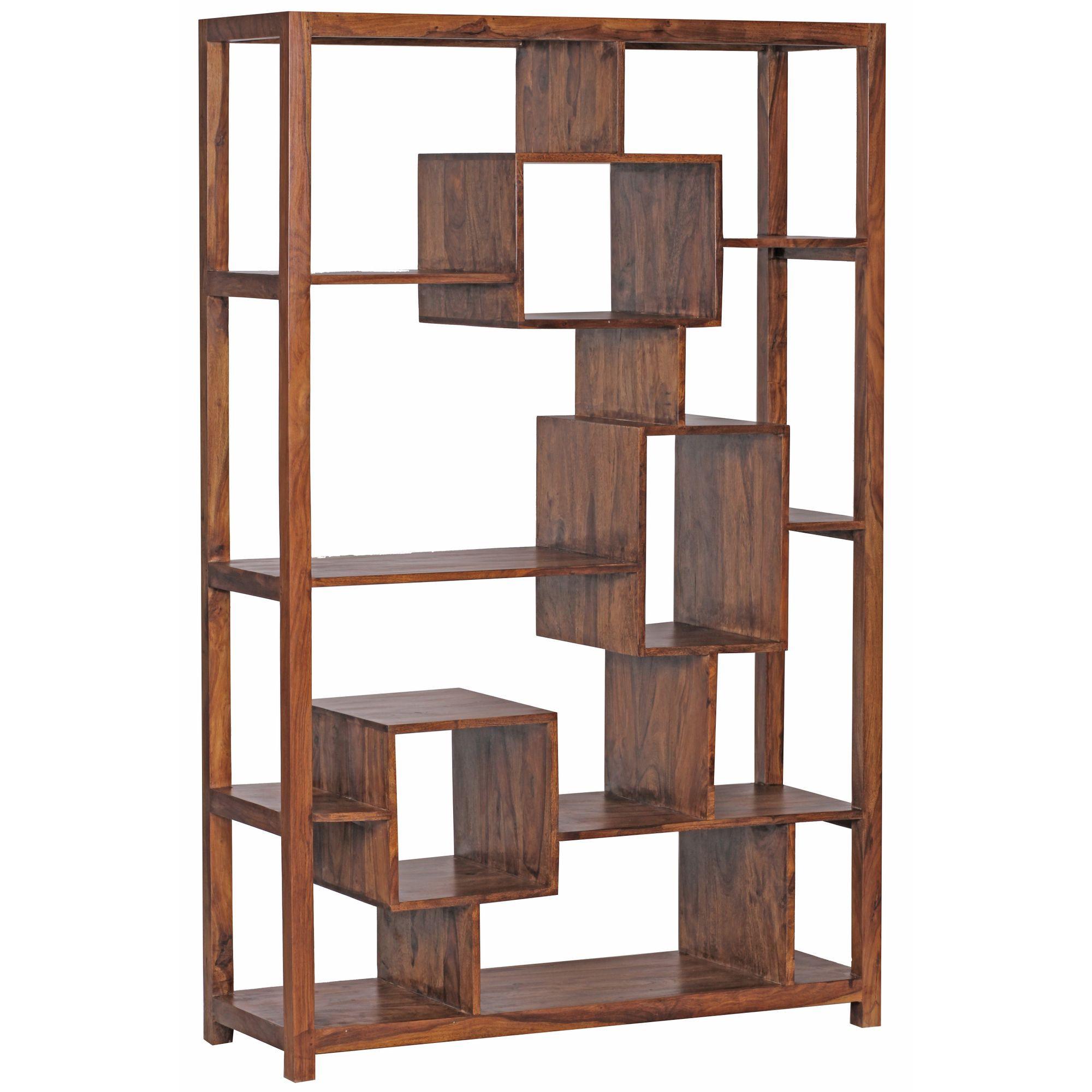 BÜCHERREGAL – Naturholz, 115x180 cm, Landhausstil, mit Ablagefächern - Braun, Holz (115/180/40cm) - KADIMA DESIGN