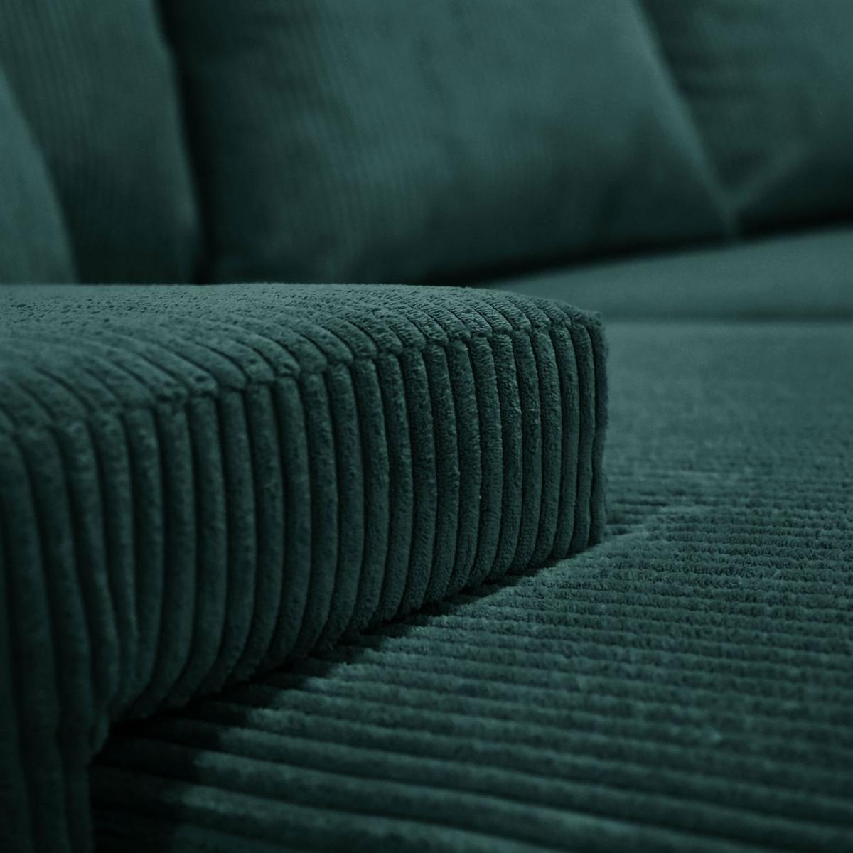 ECKSOFA LAVIO L mit Schlaffunktion und Bettzeugkasten Rechte - Grün, Textil (246/188cm) - Lookway