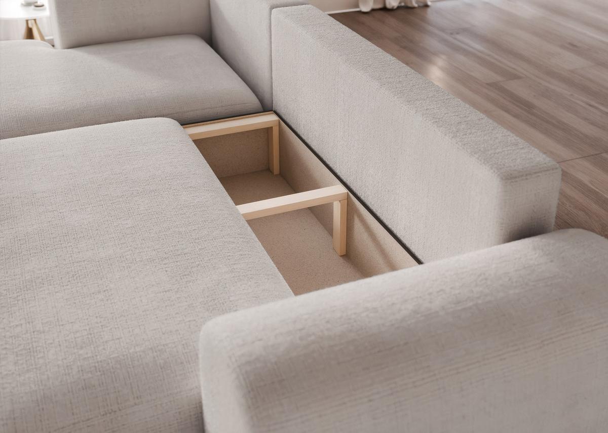 ECKSOFA BLOOM Links mit Schlaffunktion und Bettkasten Hellgrau - Hellgrau, Kunststoff/Textil (263/150cm) - Idohome
