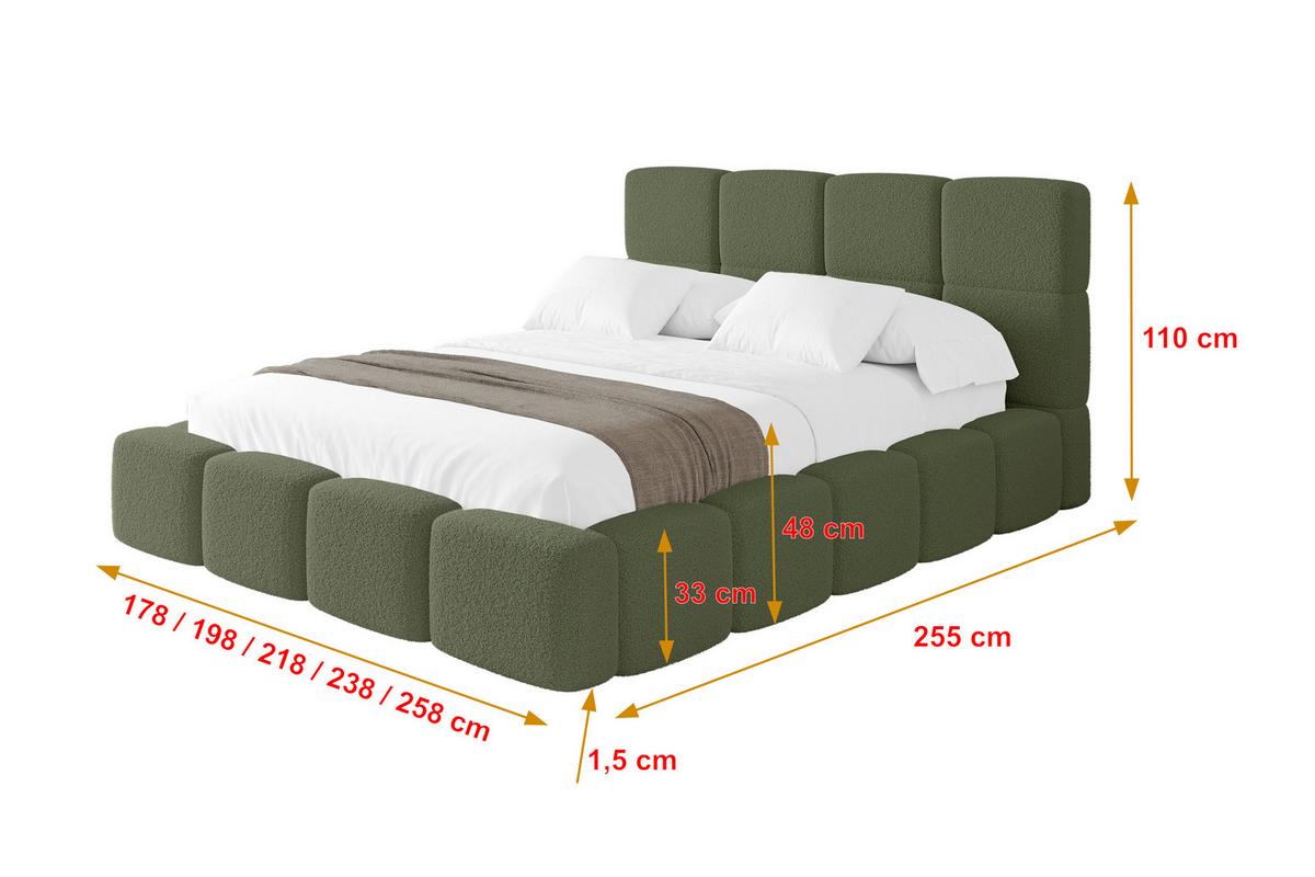 POLSTERBETT mit Bettkasten und Lattenrost mit Kopfteil, Boxbett ohne Matratze, mit Stauraum - NATA 160x200 Grün - Grün, Holzwerkstoff/Textil (160/200cm) - ALTDECOR