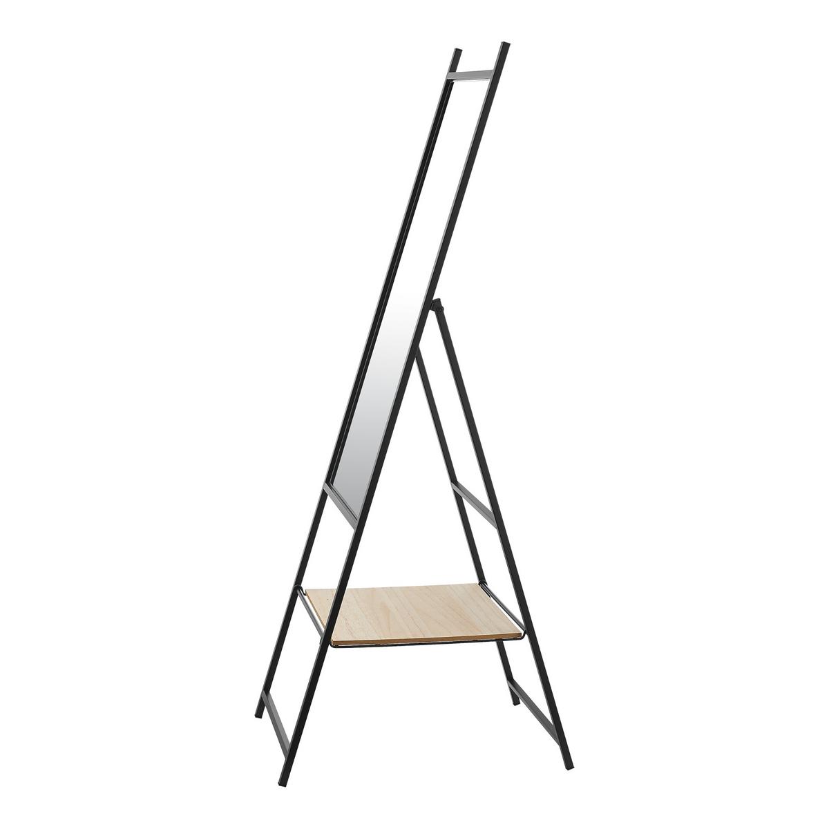 STANDSPIEGEL Chamois mit 1 Ablage - Eichefarben, Glas/Metall (40/150/90cm) - [en.casa]