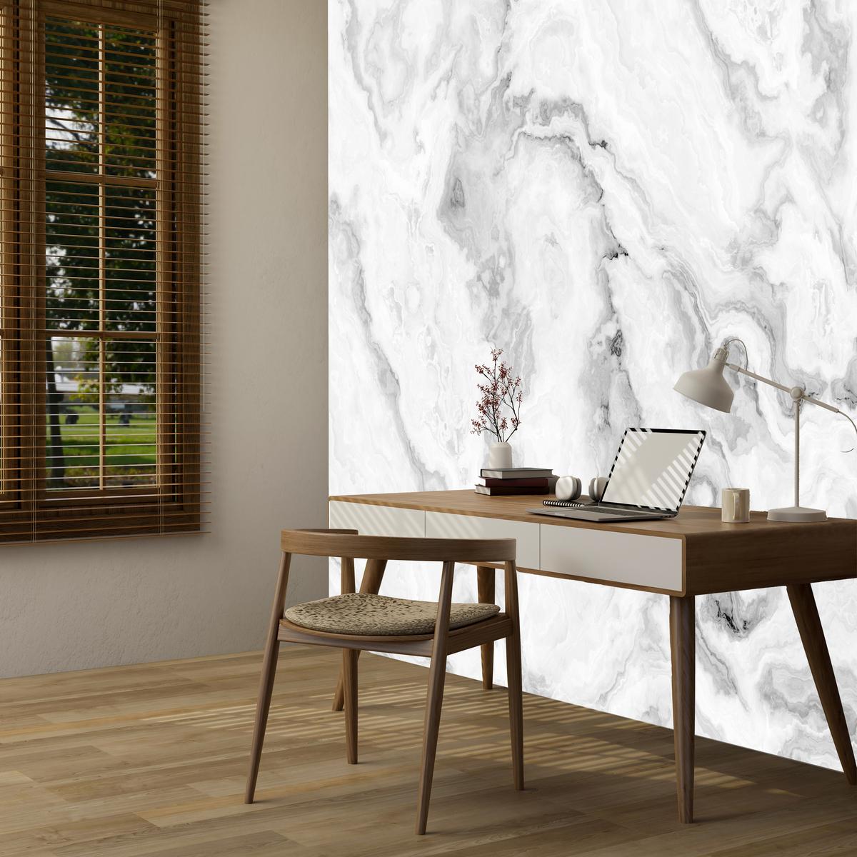 FOTOTAPETE für Wohnzimmer Abstraktion Grauer Marmor Wand 150x105 - Grau, Papier (150/105cm) - Muralo