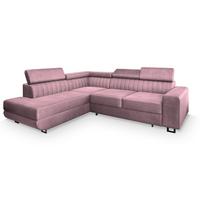 ECKSOFA NOLA L-S Lila Velours-Stoff mit Schlaffunktion - Lila/Silberfarben, Holz/Textil (253/190cm) - MASSENO