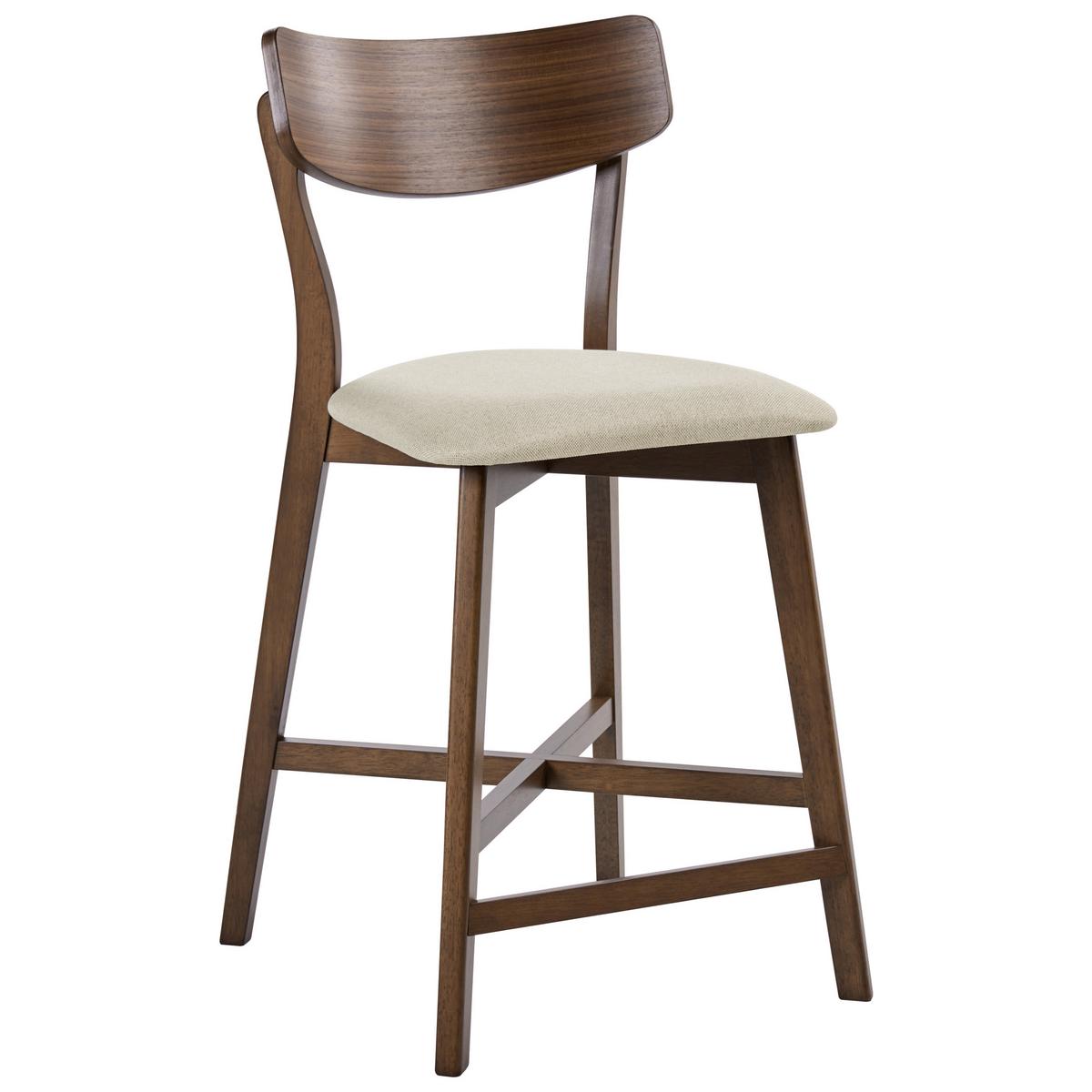 BARSTUHL 2er-Set Holz Braun/Beige Holly - Braun, Holz (49/93/54cm) - Beliani
