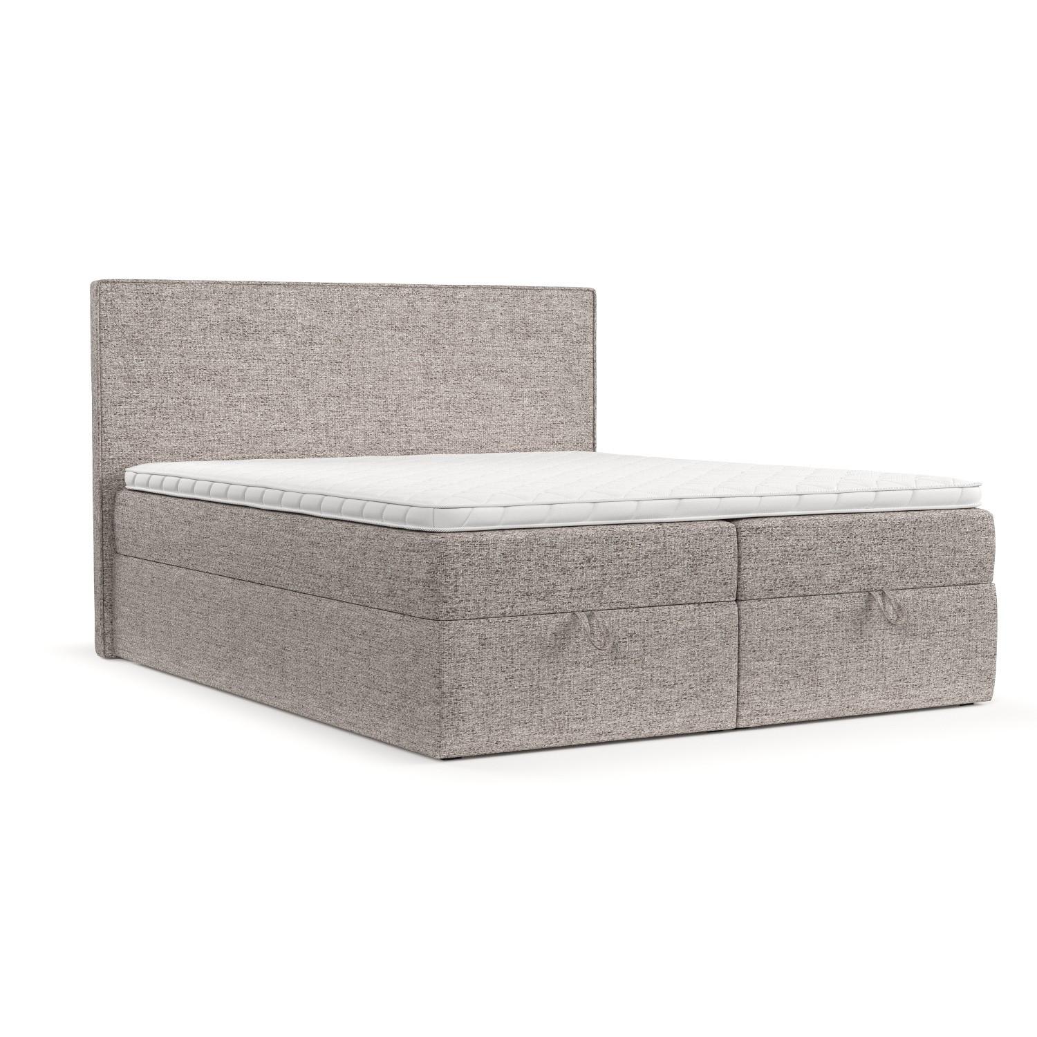 BOXBETT Velma 140/200 cm Beige im Neve Stoff - Beige/Schwarz, Holz/Holzwerkstoff (140/200cm) - AltaBeds