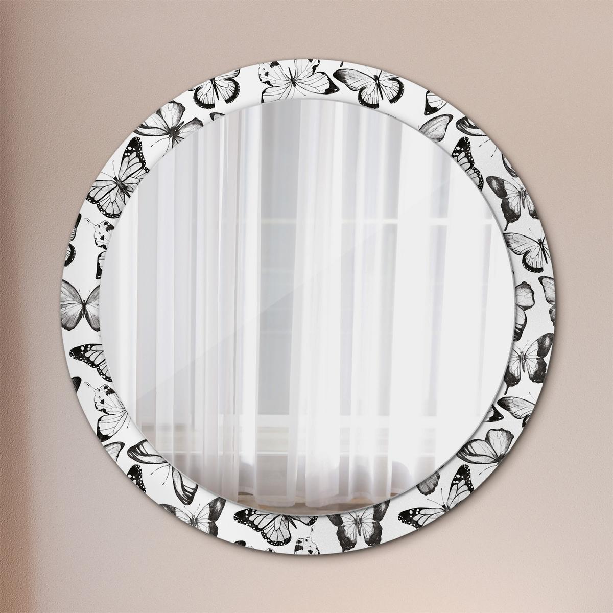 SPIEGEL Rund Ø 90 cm mit Aufdruck - Schwarz, Glas (90/90/0.4cm) - Wallfluent
