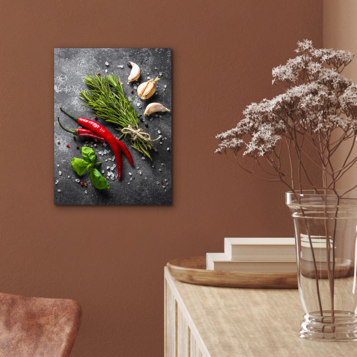METALLBILD Pfeffer - Kräuter - Gewürze - Beton 30x40 cm - Dunkelgrau, Metall (30/40cm) - MuchoWow