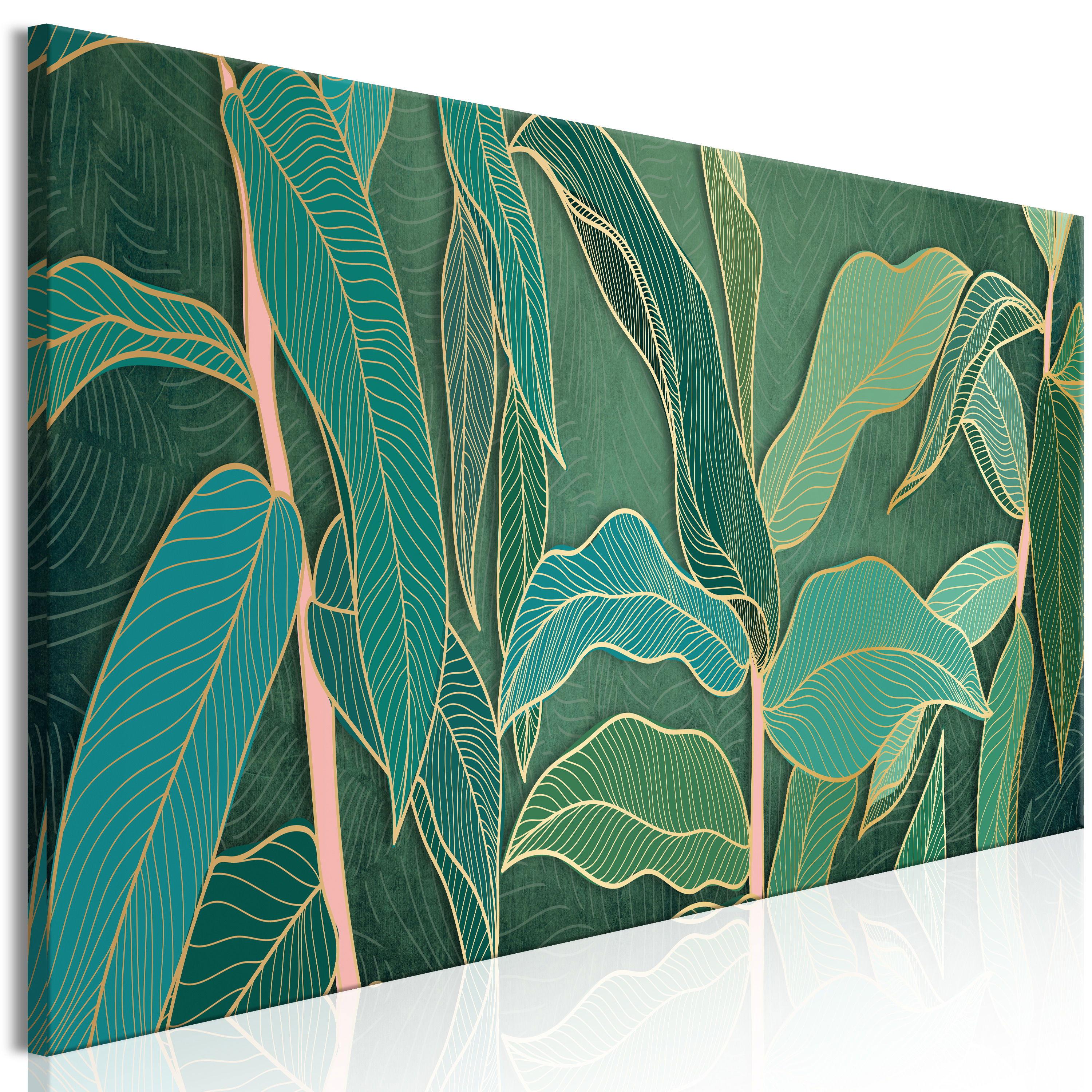 KUNSTDRUCK Grün 135/45 cm - Goldfarben/Grün, Textil (135/45cm) - KUNSTLOFT