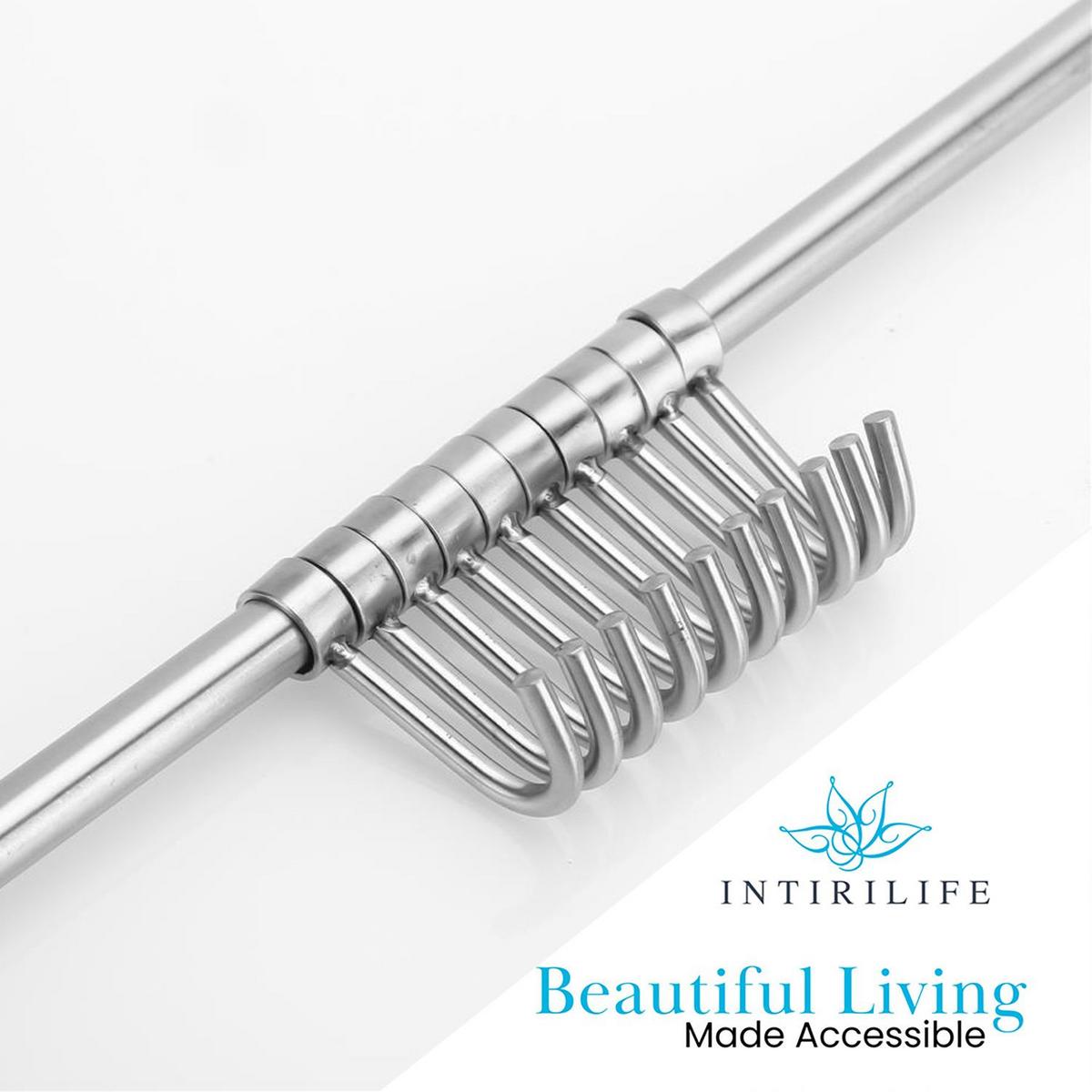 KÜCHEN HÄNGELEISTE mit 10 Haken - Silberfarben, Metall (3.4/2.2/52.6cm) - Intirilife