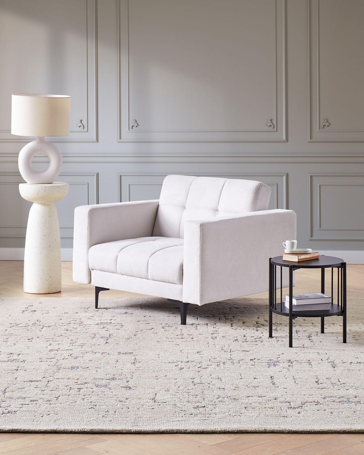 SESSEL Stoff Cremeweiß Alnes - Creme/Schwarz, Textil (110/77/89cm) - Beliani
