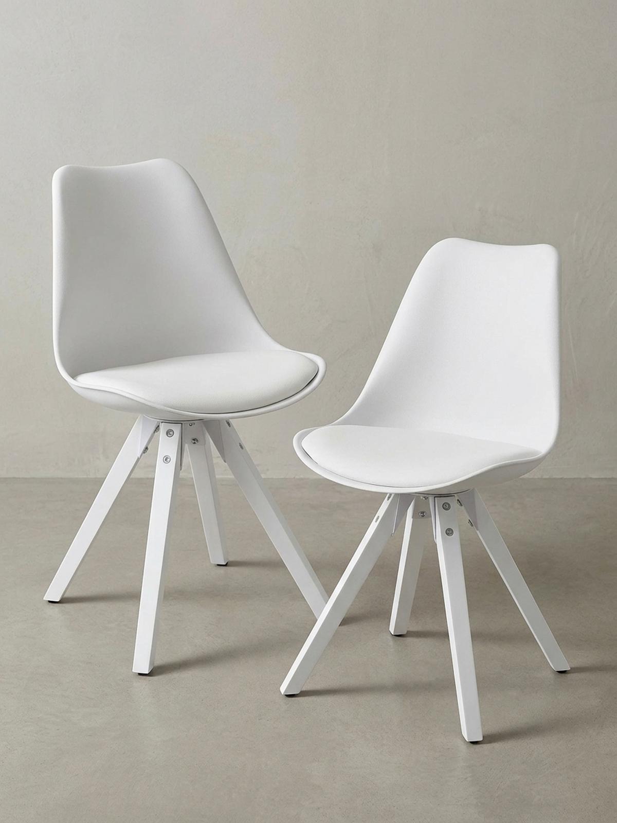 ESSZIMMERSTUHL 2er Set Kunstlederbezug mit Holzgestell Modern gepolstert, Weiß 52x49x87 cm - Weiß, Holz/Kunststoff (52/87/49cm) - KADIMA DESIGN