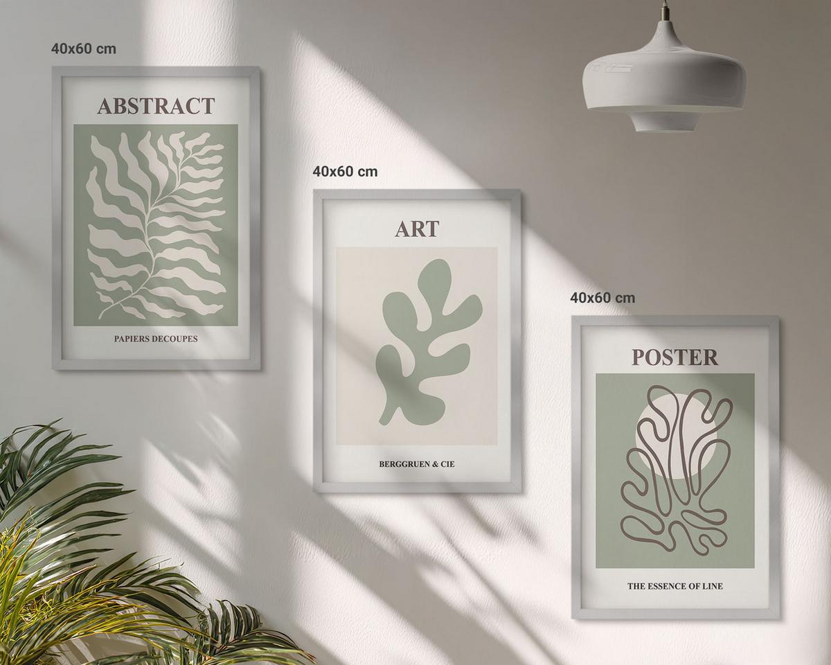 BILDER SET 3er Set - 40x60 cm Silberner Rahmen - Poster mit Pflanzenmustern von Matisse - Silberfarben, Kunststoff (40/60cm) - TULUP