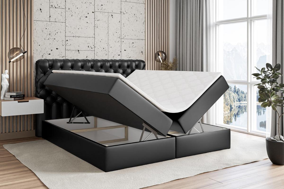 BOXBETT mit Matratze H3 und Lattenrost - BOXI8 - 140x200 cm Schwarz Hochglanz - Schwarz Hochglanz, Holzwerkstoff (140/200cm) - ALTDECOR