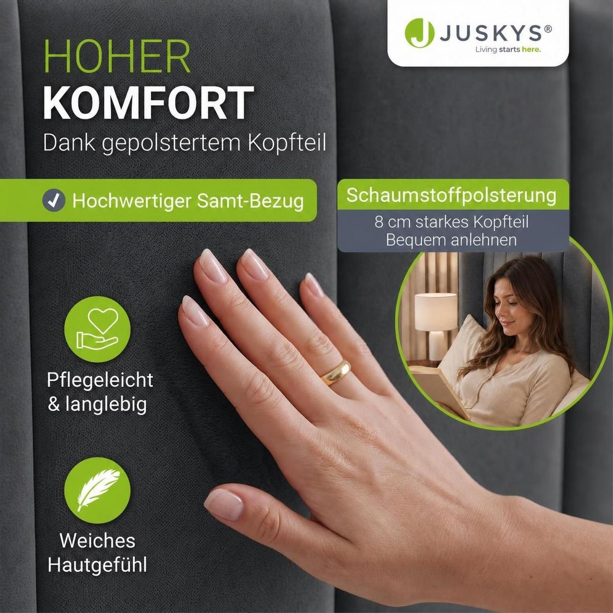 POLSTERBETT Savona dunkelgrau 120 x 200 cm - Dunkelgrau, Holzwerkstoff (120/200cm) - Juskys