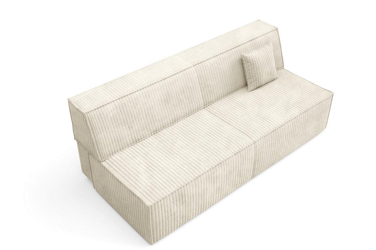 BETTSOFA TESSO Ecru Kordstoff mit Schlaffunktion - Ecru, Holz (202/74/94cm) - MASSENO
