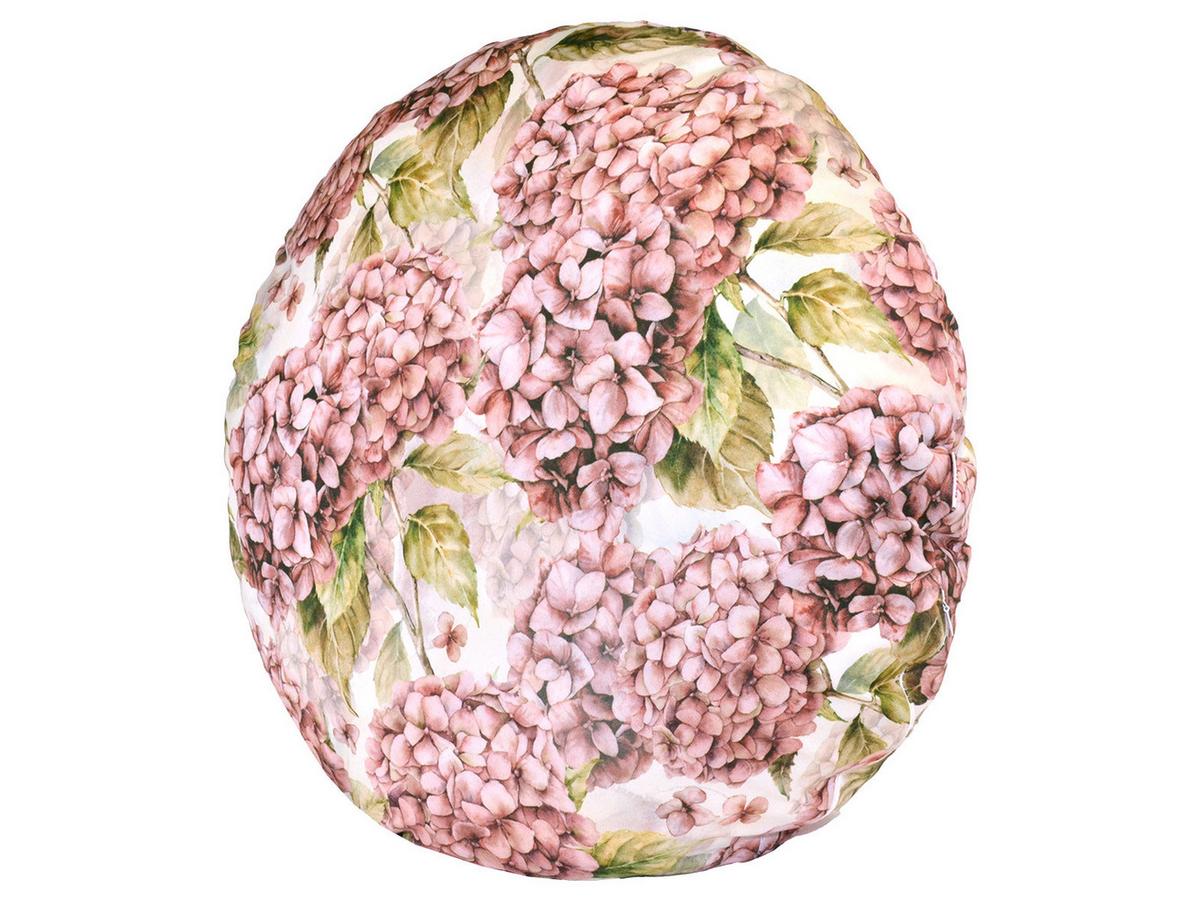 KISSENHÜLLE Rund Landlust-Hortensie burgundy-rose 60 cm Ø - Hellrosa/Dunkelrosa, Textil (60/60cm) - beties Heimtextil
