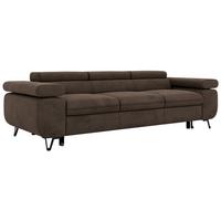 3-SITZER SOFA PETER mit Schlaffunktion - Braun Velvet - Schwarz/Braun, Textil/Metall (262/76/99cm) - MKS
