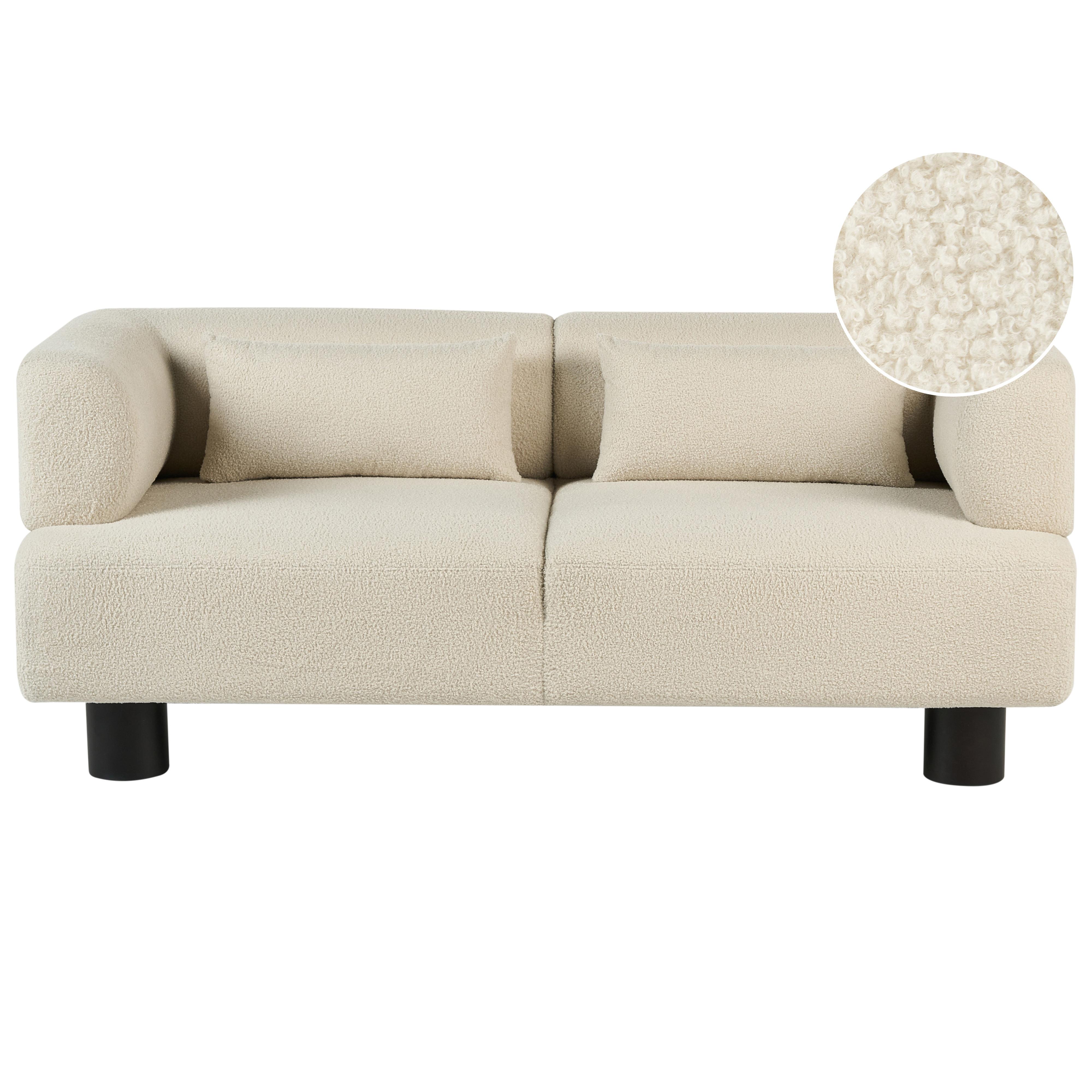 2-SITZER-SOFA Bouclé Cremeweiß Movik - Creme, Textil (183/74/90cm) - Beliani