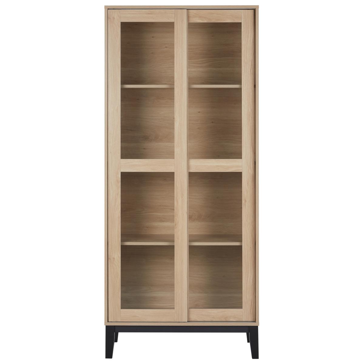 VITRINE mit Glastüren 80 cm Hellbraun Rumson - Braun, Holzwerkstoff (80/183/40cm) - Beliani