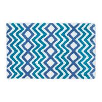 BADEMATTE 50/80 cm Chevron-Muster, Baumwolle - Blau, Textil (50/80cm) - Homescapes