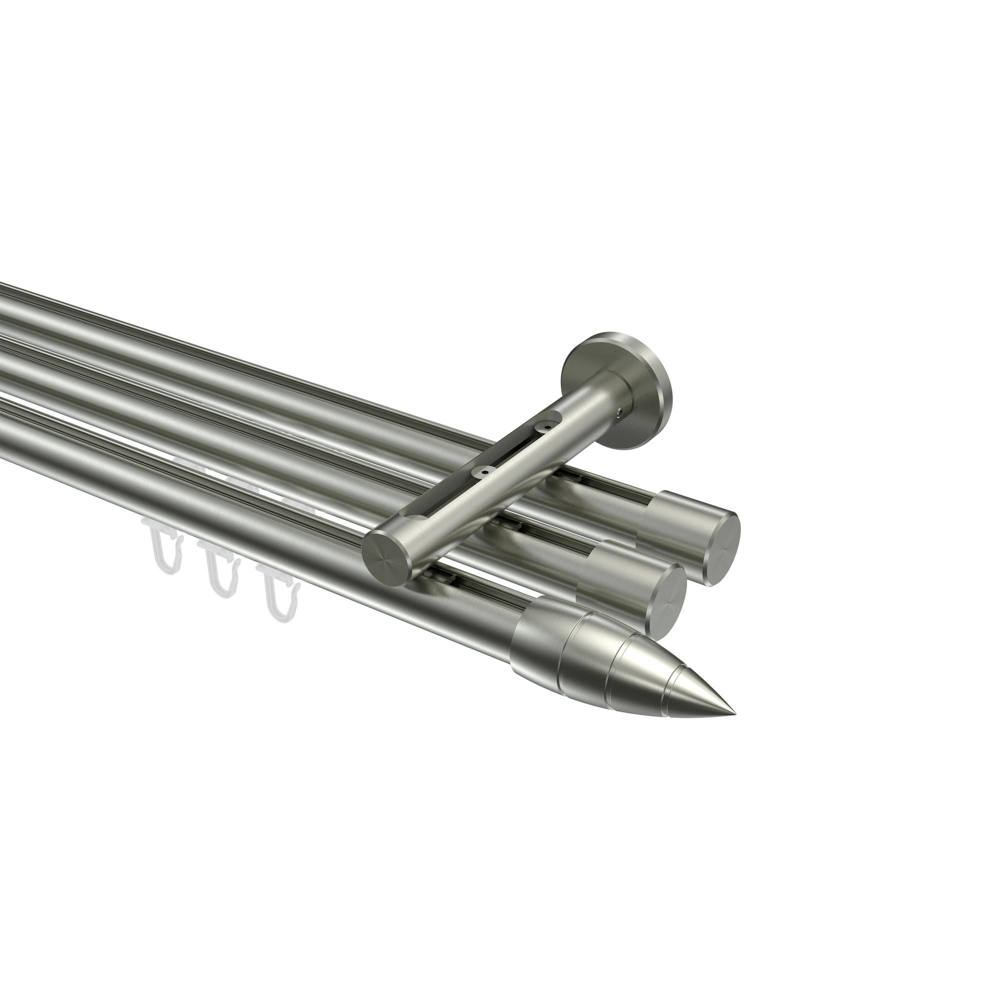 GARDINENSTANGE INNENLAUF Siteno Samanto 420 cm (geteilt in 3 x 140 cm), 3-läufig, 20 mm Ø Edelstahl-Optik - Edelstahlfarben, Metall (420cm) - INTERDECO